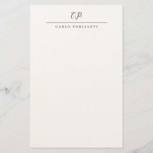 Modern Monogrammed Calligraphy Plain Simple Name Briefpapier (Vorderseite)