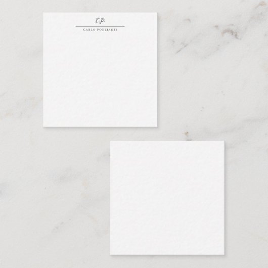 Modern Monogrammed Calligraphy Plain Simple Name Mitteilungskarte (Vorne/Hinten)