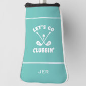 Modern Monogrammed Golfer Gift Teal Putter Golf Headcover (Rotieren 90)