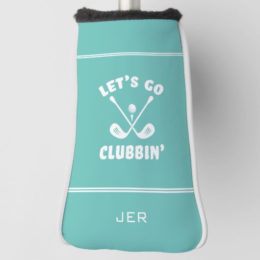 Modern Monogrammed Golfer Gift Teal Putter Golf Headcover (Rotieren 90)