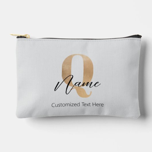Modern Monogrammed Initial Q & Name Personalized Zubehörtasche (Vorderseite)