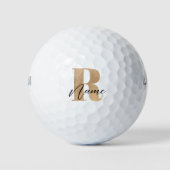 Modern Monogrammed Initial R & Name Personalized Golfball (Vorderseite)
