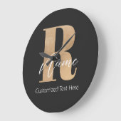 Modern Monogrammed Initial R & Name Personalized Große Wanduhr (Winkel)