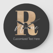 Modern Monogrammed Initial R & Name Personalized Große Wanduhr (Vorderseite)