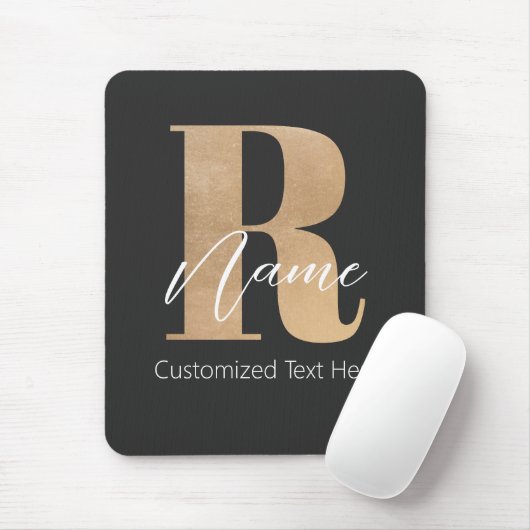 Modern Monogrammed Initial R & Name Personalized Mousepad (Mit Mouse)