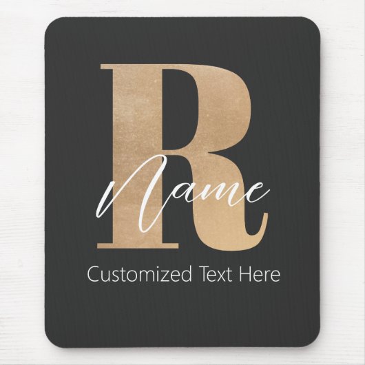 Modern Monogrammed Initial R & Name Personalized Mousepad (Vorne)