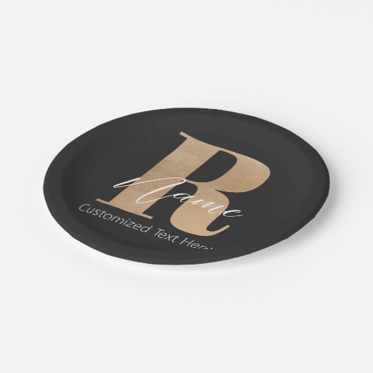 Modern Monogrammed Initial R & Name Personalized Pappteller (Schrägansicht)