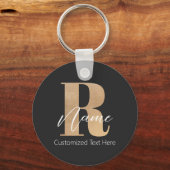 Modern Monogrammed Initial R & Name Personalized Schlüsselanhänger (Rückseite)