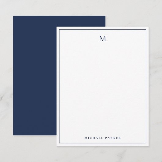 Modern monogrammiertes Blau Professional Dankeskarte (Vorne/Hinten)
