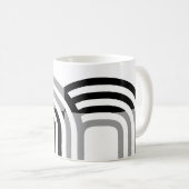 Modern Monotone White Black Initial Pattern Kaffeetasse (VorderseiteRechts)