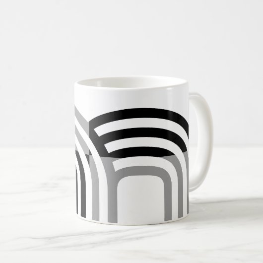 Modern Monotone White Black Initial Pattern Kaffeetasse (VorderseiteRechts)