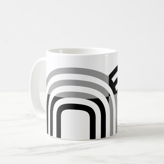 Modern Monotone White Black Initial Pattern Kaffeetasse (Vorderseite Links)