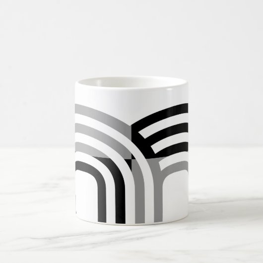 Modern Monotone White Black Initial Pattern Kaffeetasse (Mittel)