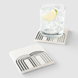 Modern Monotone White Black Initial Pattern Steinuntersetzer