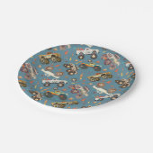 Modern Monster Truck Birthday Watercolor Blau Pappteller (Schrägansicht)