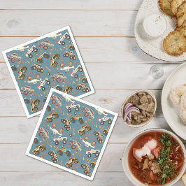 Modern Monster Truck Birthday Watercolor Blau Serviette