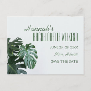Modern Monstera Bachelorette Weekend Postkarte