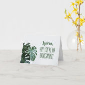 Modern Monstera Bridesmaid Karte (Gelbe Blume)