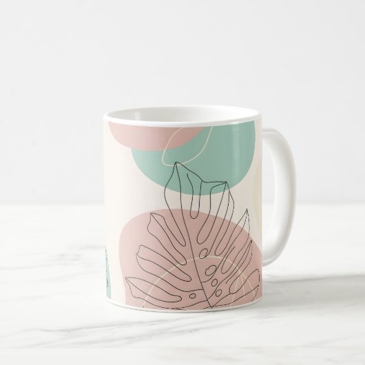 Modern Monstera Leaf Muster Kaffeetasse (VorderseiteRechts)