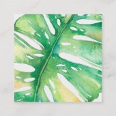 MODERN MONSTERA LEAF stilvolles, gesundes Grün Quadratische Visitenkarte (Rückseite)