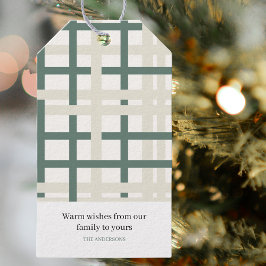 Modern Montauk Grid Green & Beige Geschenkanhänger