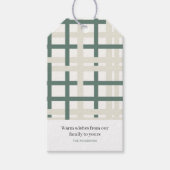 Modern Montauk Grid Green & Beige Geschenkanhänger (Vorderseite)