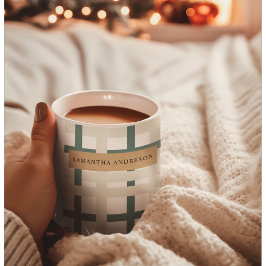 Modern Montauk Grid Green & Beige Kaffeetasse