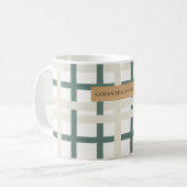 Modern Montauk Grid Green & Beige Kaffeetasse (Vorderseite Links)