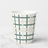 Modern Montauk Grid Green & Beige Pappbecher (Rückseite)