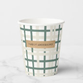Modern Montauk Grid Green & Beige Pappbecher (Vorderseite)