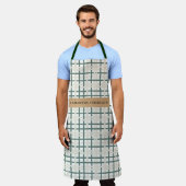 Modern Montauk Grid Green & Beige Schürze (Getragen)