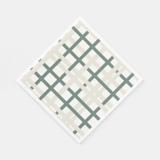 Modern Montauk Grid Green & Beige Serviette (Ecke)