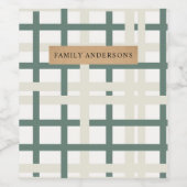 Modern Montauk Grid Green & Beige Weinetikett (Einzelnes Label)