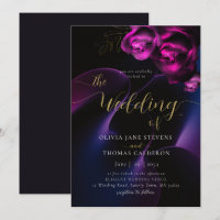 Modern Moody Black Lila Bright Floral Wedding
