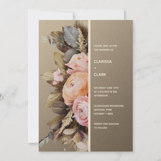 Modern Moody Floral Bold Wedding Einladung (Vorderseite)