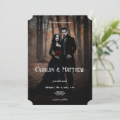 Modern Moody Gothic Photo Dark Wedding Einladung (Stehend Vorderseite)
