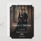 Modern Moody Gothic Photo Dark Wedding Einladung (Vorderseite)