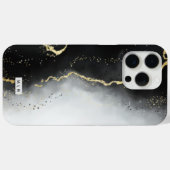 Modern Moody Ombre Black Agate und Custom Monogram Case-Mate iPhone Hülle (Rückseite (Horizontal))