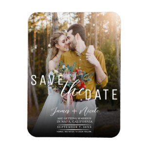 Modern Moody Overlay Foto Save the Date Hochzeit Magnet