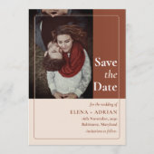 Modern Moody Photo Save the Date with QR Code (Vorderseite)
