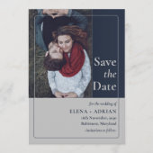 Modern Moody Photo Save the Date with QR Code (Vorderseite)