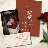 Modern Moody Photo Save the Date with QR Code