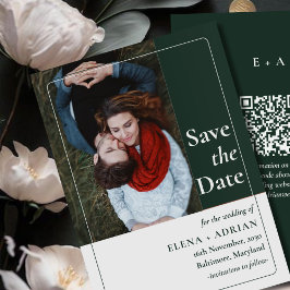 Modern Moody Photo Save the Date with QR Code