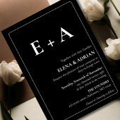 Modern Moody Photo Wedding Invitation with QR code Einladung