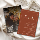 Modern Moody Photo Wedding Invitation with QR code Einladung
