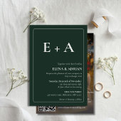 Modern Moody Photo Wedding Invitation with QR code Einladung