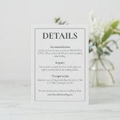 Modern Moody Wedding Enclosure Card Begleitkarte (Stehend Vorderseite)