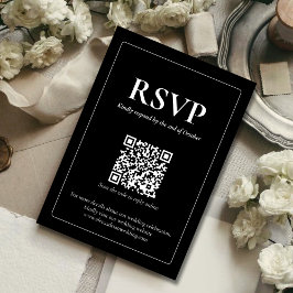 Modern Moody Wedding RSVP Card with QR code Karte