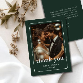 Modern Moody Wedding Thank You Card with Photo Dankeskarte