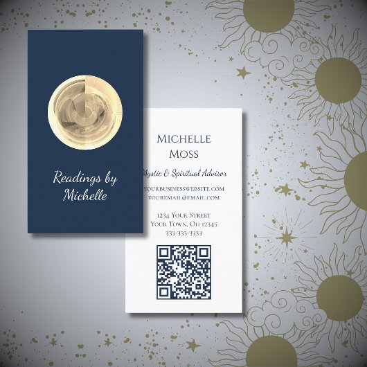 Modern Moon Crystal Ball Tarot Reader Visitenkarte